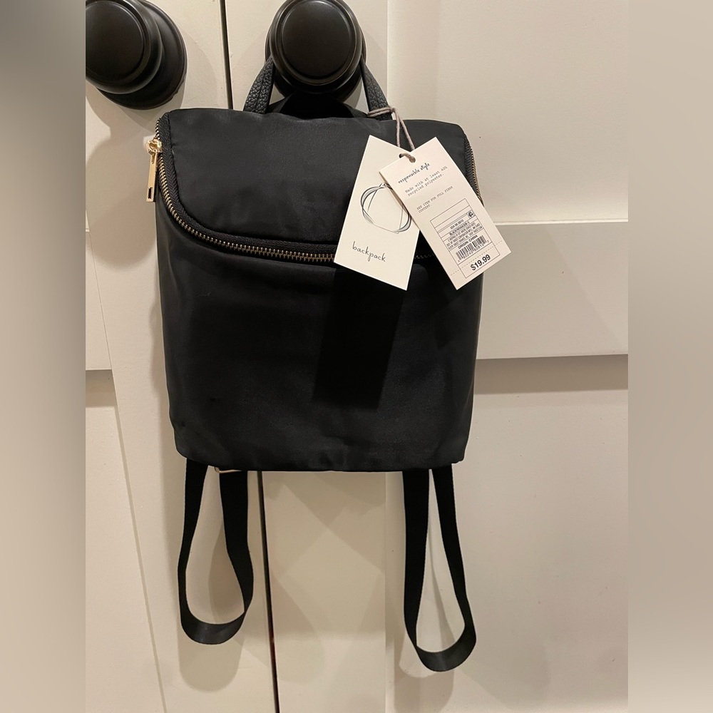 NWT A New Day Black & Gold Mini Backpack Purse